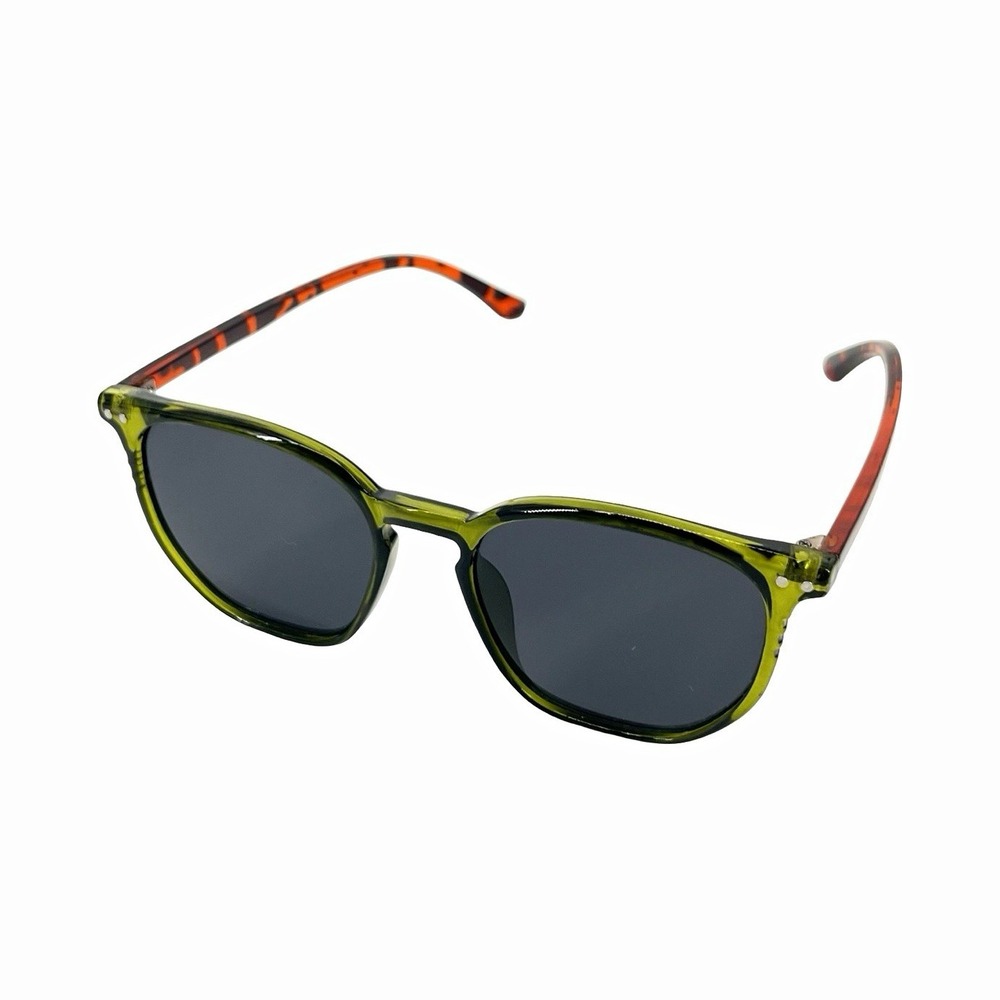 Green Tortoise Sunglasses Retro Square Dark Lens Orange Black Arms 52-18-145